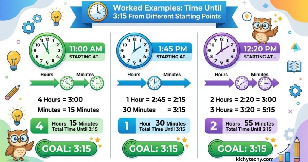 Worked Examples: Time Until 3:15 From Different Starting Points