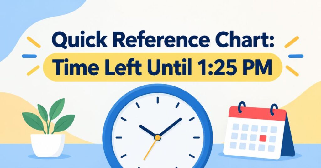 Quick Reference Chart Time Left Until 125 PM